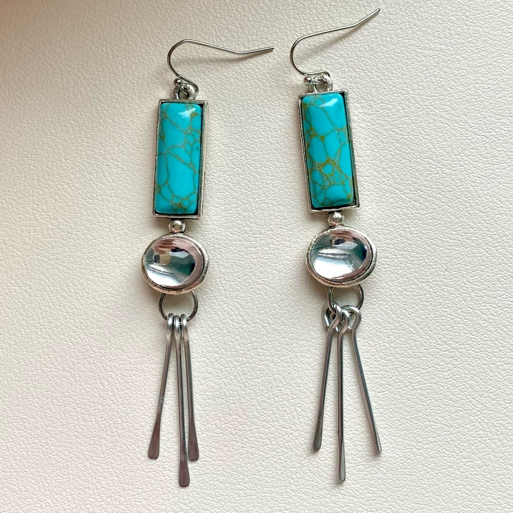 Turquoise and Silver Dangle Earrings